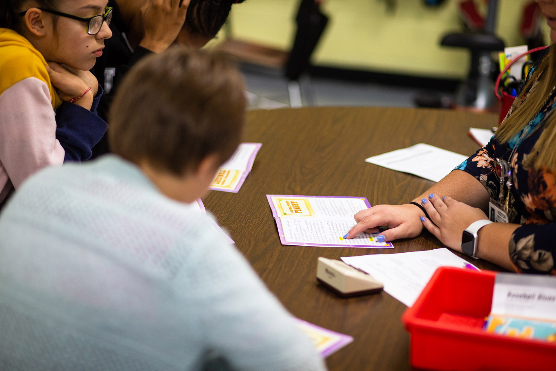 Students interact with teacher Students interact with teacher