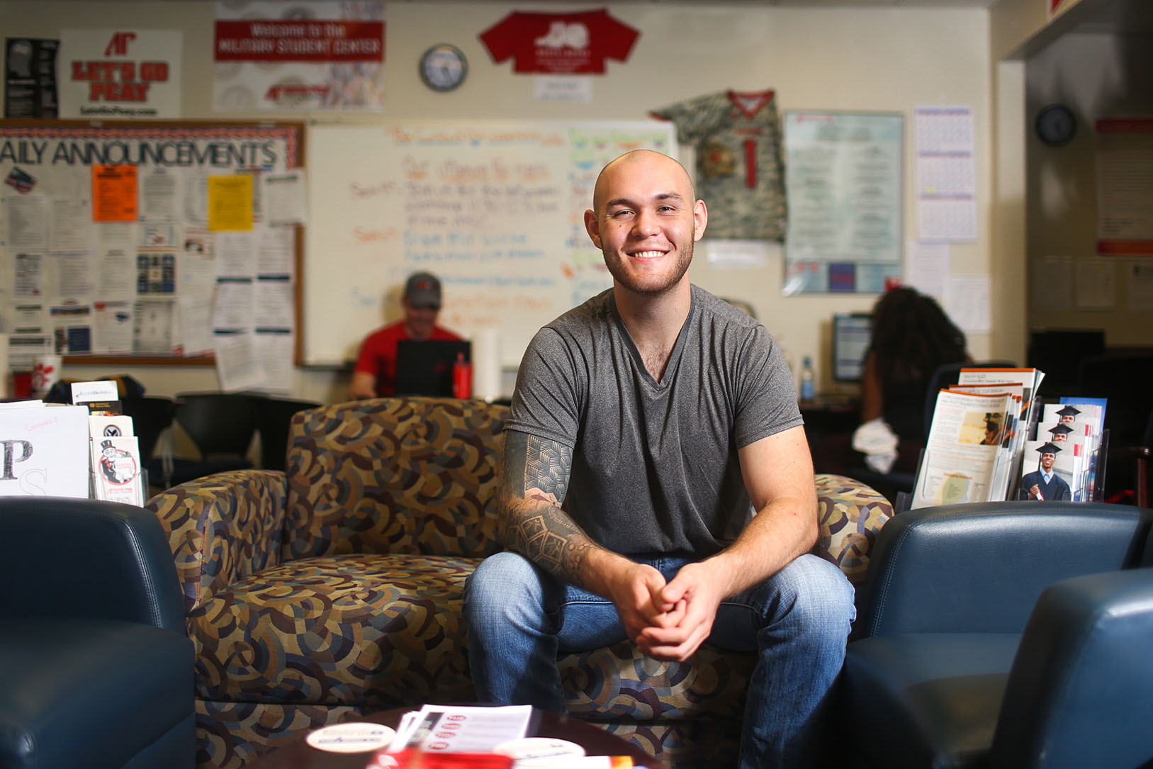 Austin Derden poses for photo in Newton Military Family Resource Center