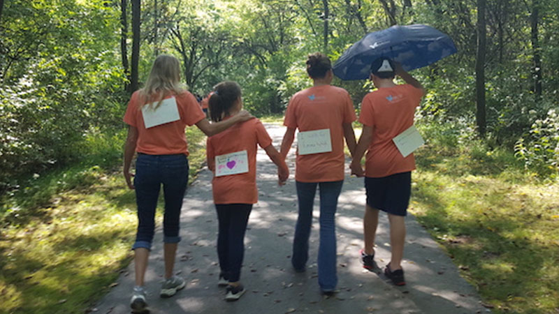 Nursing students walk through Greenway