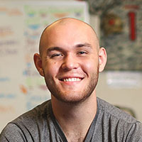 Austin Derden poses for photo in Miltary Student Center