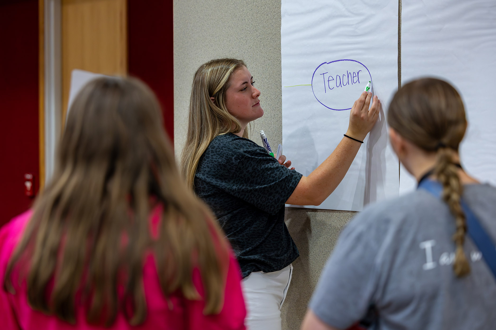 OTEP Student leads mind map activity at Aspiring Teachers Day event, hosted by the Office of Teacher Education and Partnerships