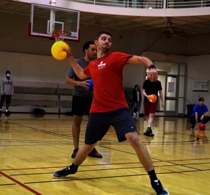 students playing dodgeball at Foy Center
