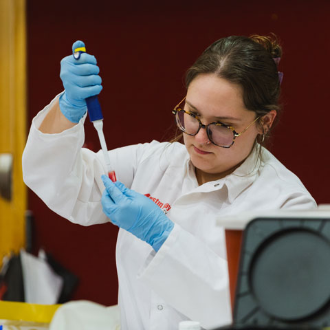 Science student working