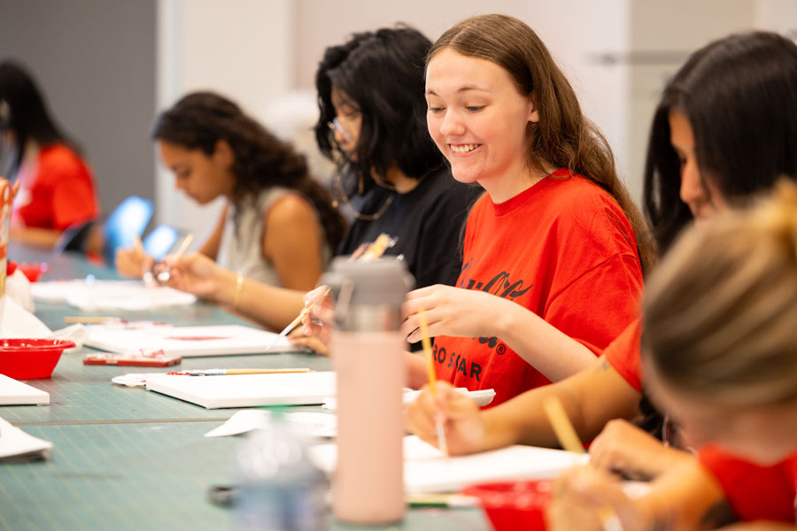 Student during an art class