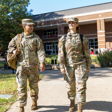 ROTC Students walking on campus