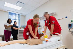 Nursing students in lab