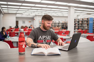 Psychology student studying