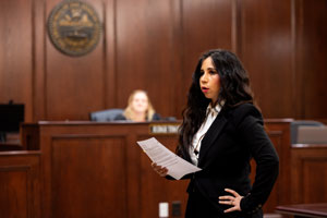 Student in mock court room