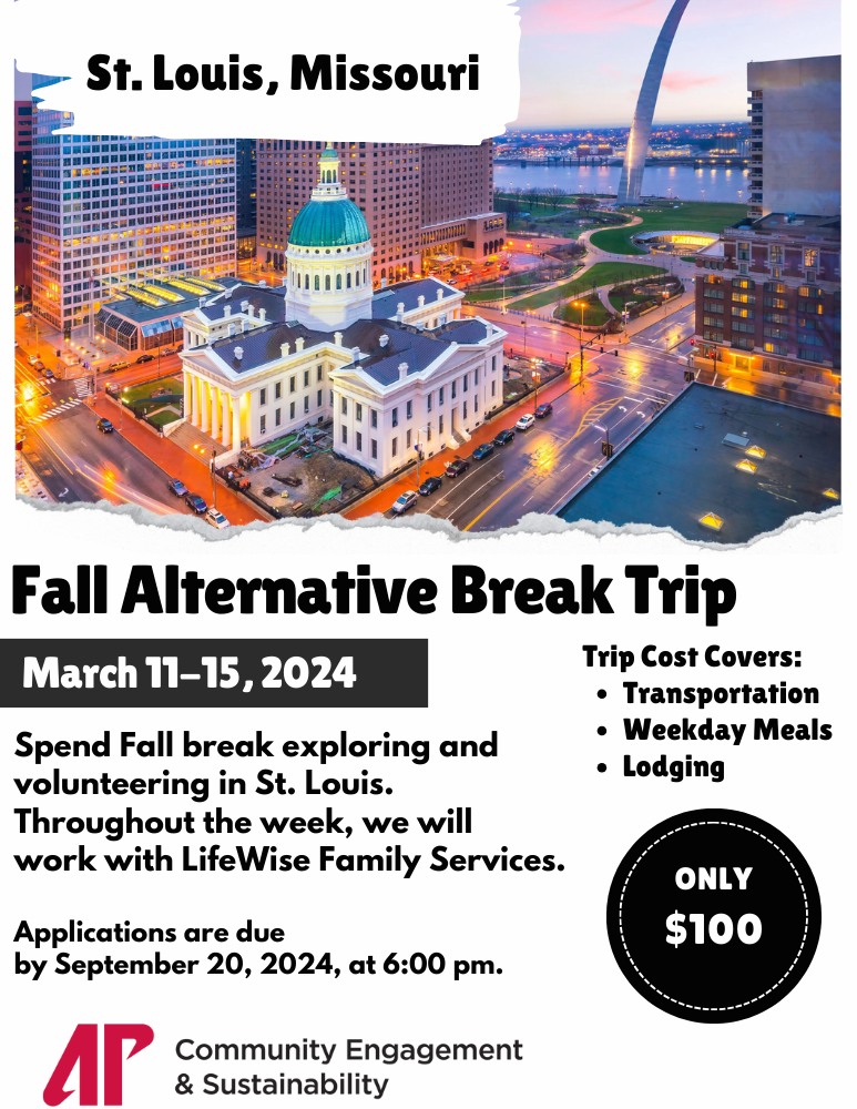 Alternative Break Trip flyer for St. louis trip 2024