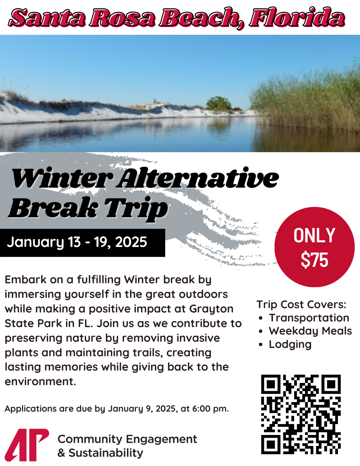 Flyer for winter Alternative Break Trip