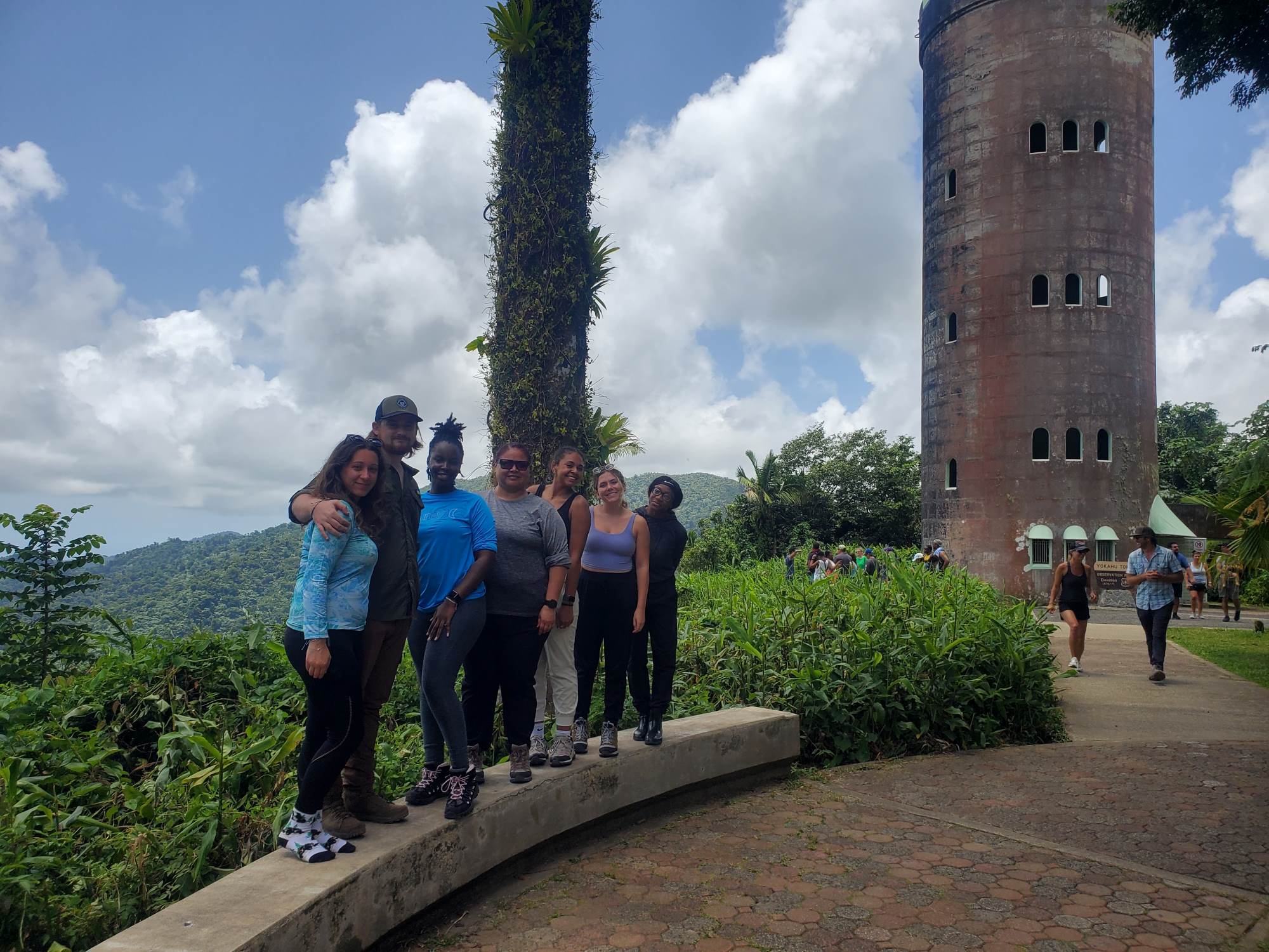 Students standing together in El Yunque Puerto Rico