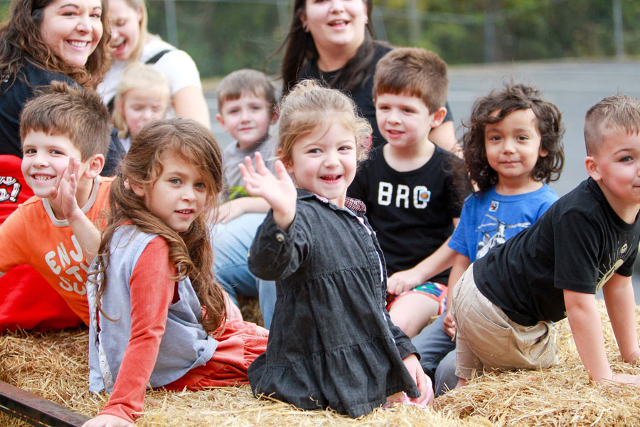 Families on a hayride