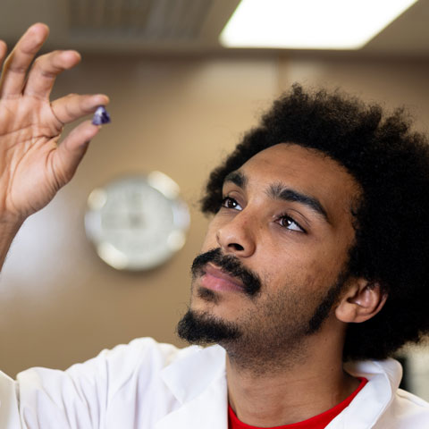 Student working in a lab