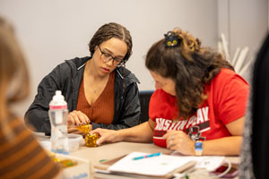 Math students working in class