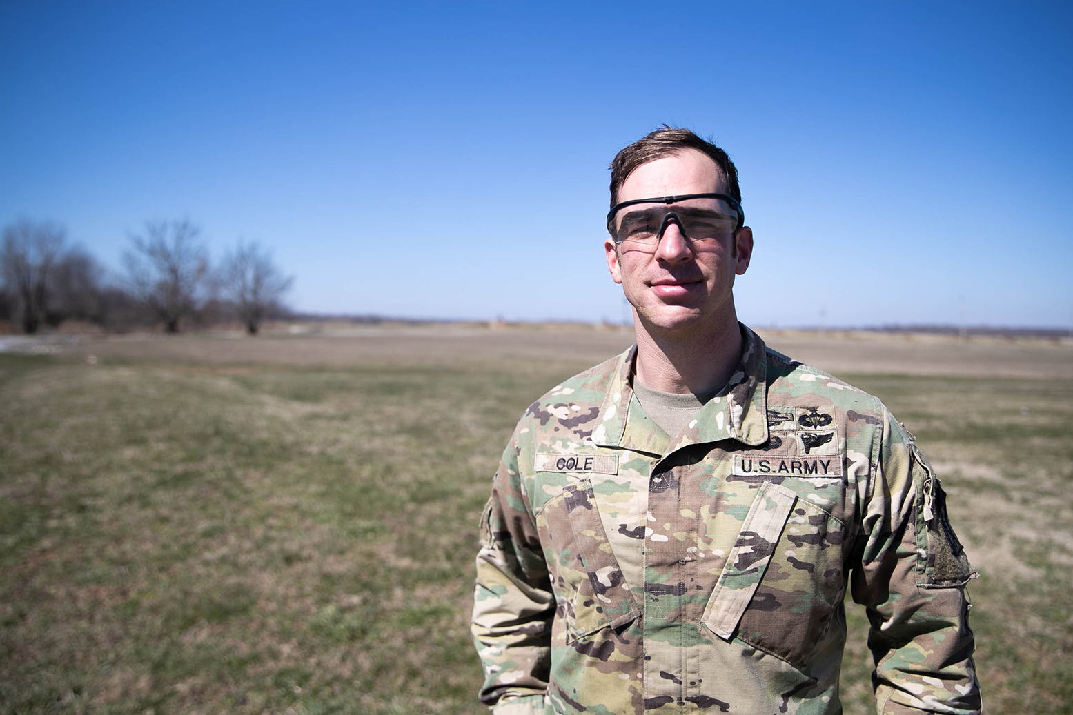 Daniel Cole poses for photo during ROTC sandhurst competition practice