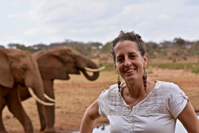 Lynn Von Hagen in Africa with elephants