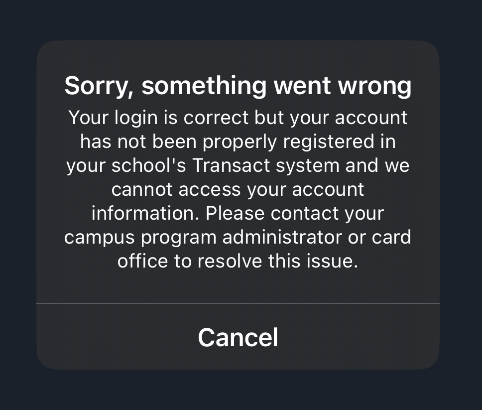 eAccounts error message