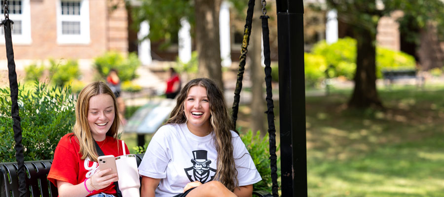 Students sitting on campus