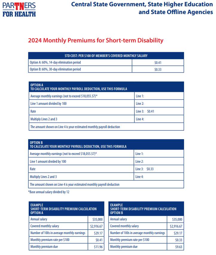 2024 short term disability premiums