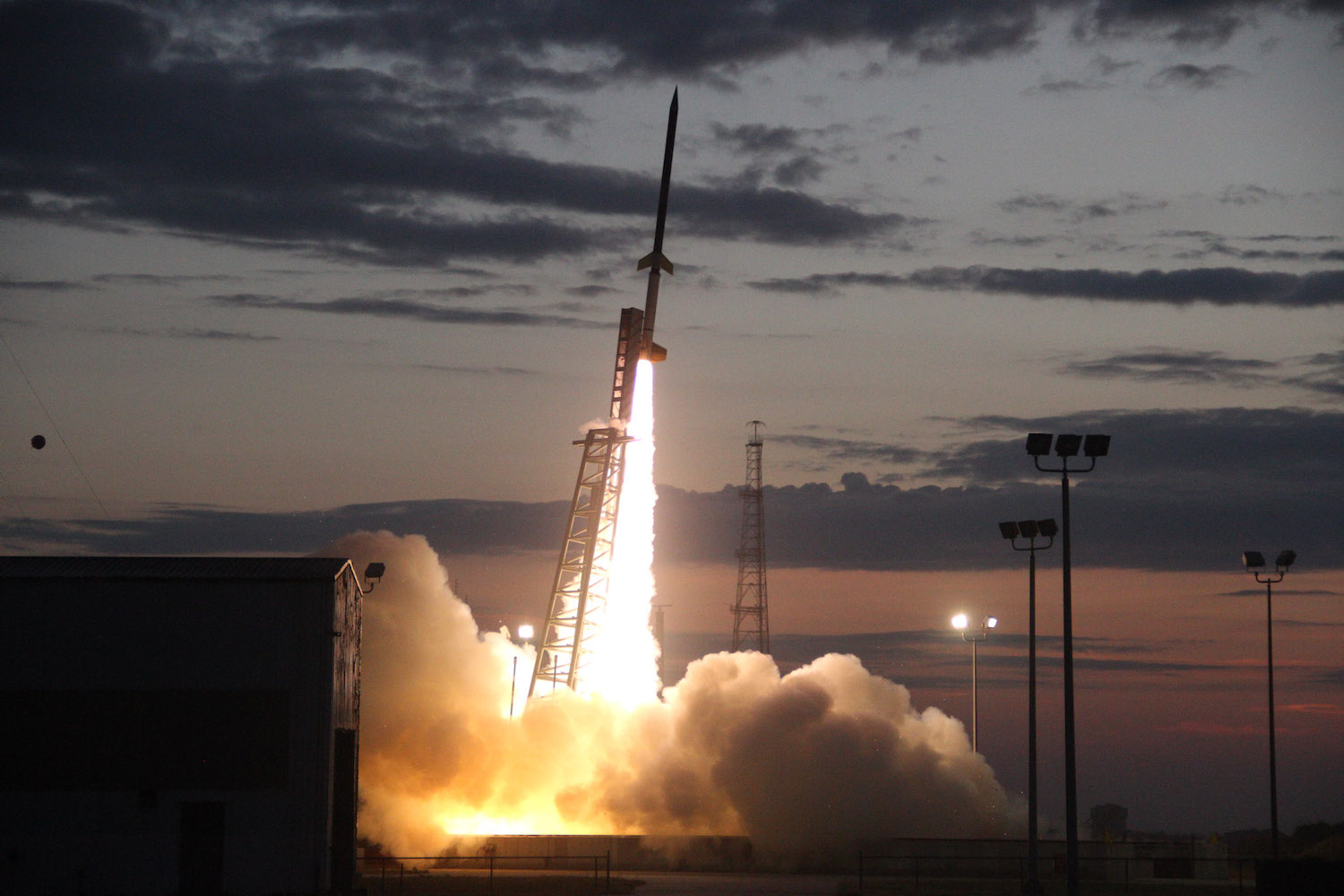 A NASA Terrier-Improved Orion suborbital sounding rocket launches, carrying Austin Peay’s first space-bound payload. (NASA photo)