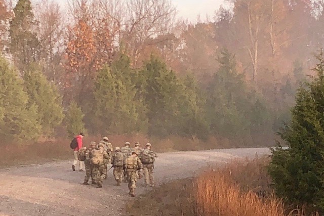 Austin Peay ROTC cadets march during the Bold Warrior Challenge earlier this month at Fort Knox, Ky.