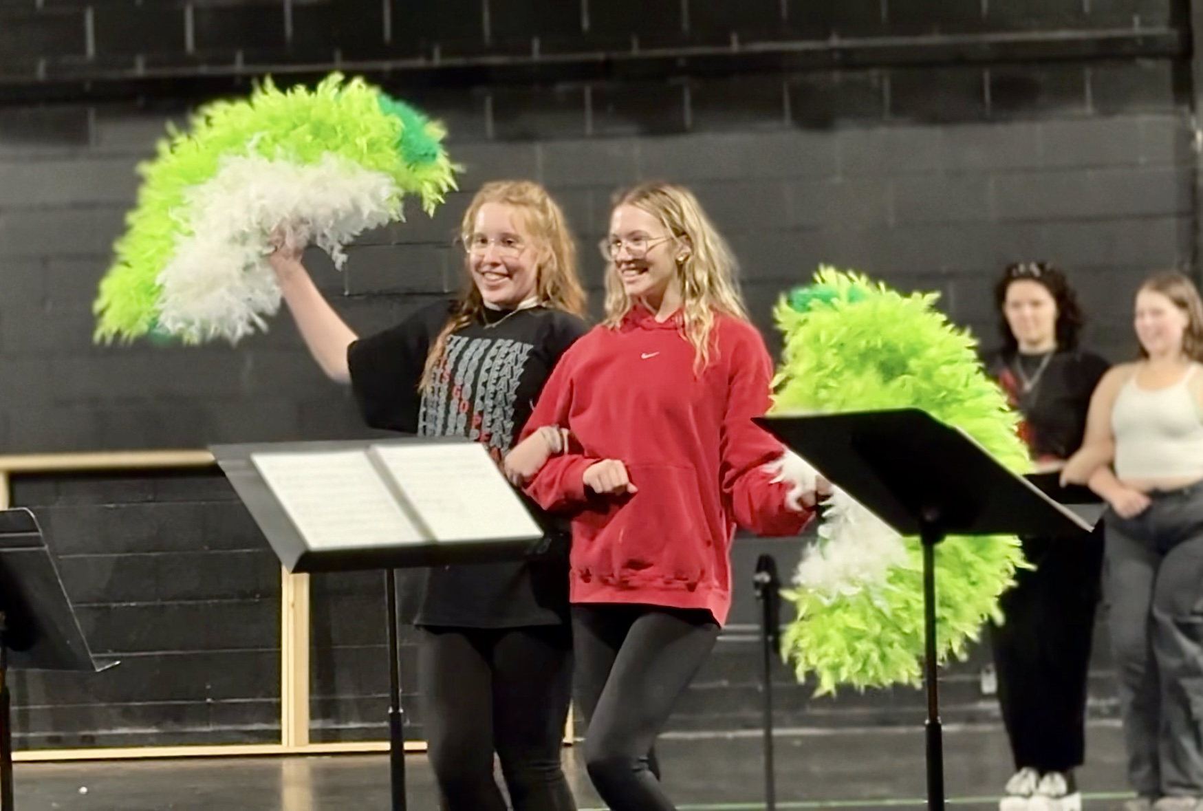 Performers dance during White Christmas rehearsal.