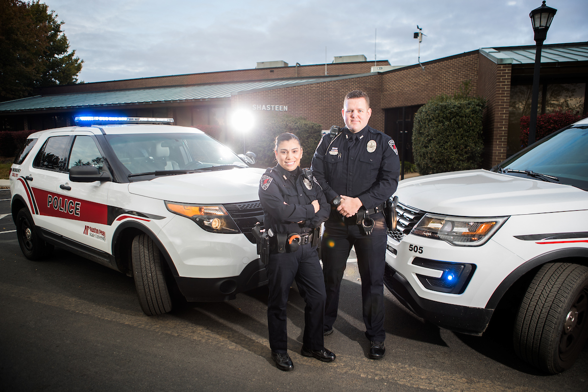 The Austin Peay State University Police Department earned two safety awards – including special recognition for the department’s work in seat belt enforcement – during the Tennessee Highway Safety Office’s (THSO) annual Law Enforcement Challenge.  The department won second place overall in the university category and the special seat belt recognition, the Occupant Participation award. THSO announced the awards on Monday.  “It is crucial that our department participates with the THSO Challenge book program so we can provide the University and the surrounding community with the most efficient traffic safety possible,” said Lt. Chris Jones, the general departmental instructor and accreditation manager for APSU police.  THSO recognized 44 law enforcement agencies.  “The THSO is proud to recognize the hard work and dedication of Tennessee law enforcement agencies this year,” said THSO Director Buddy Lewis. “The COVID-19 pandemic presented unique obstacles we’ve never experienced before in traffic enforcement. Despite this, our partners remained focused, diligent, and enthusiastic about saving lives across Tennessee roadways. We appreciate all of our law enforcement partners and look forward to continuing our shared mission toward zero deaths.”  The Law Enforcement Challenge is an innovative program supported by the Tennessee Association of Chiefs of Police and the Tennessee Sheriffs’ Association, according to the THSO website.  The program challenges law enforcement agencies to demonstrate how they promote traffic safety initiatives in the communities they serve. The program also allows agencies to learn from one another and establish goals in traffic safety enforcement and education.  The department’s Occupant Protection book, for example, shows its officers’ activity in 2019, including an increase in seat belt citations, officer training and outreach events with students.  The challenge targets four major traffic safety priorities: occupant protection, impaired driving, distracted driving and speeding.  The APSU Police Department also won second place in the university category during the previous year’s challenge.  To learn more  • For more about the APSU Police Department, visit www.apsu.edu/police. • For more about the Tennessee Highway Safety Office Law Enforcement Challenge, visit www.tnlifesaverschallenge.com. • For more information about THSO, visit https://tntrafficsafety.org/.