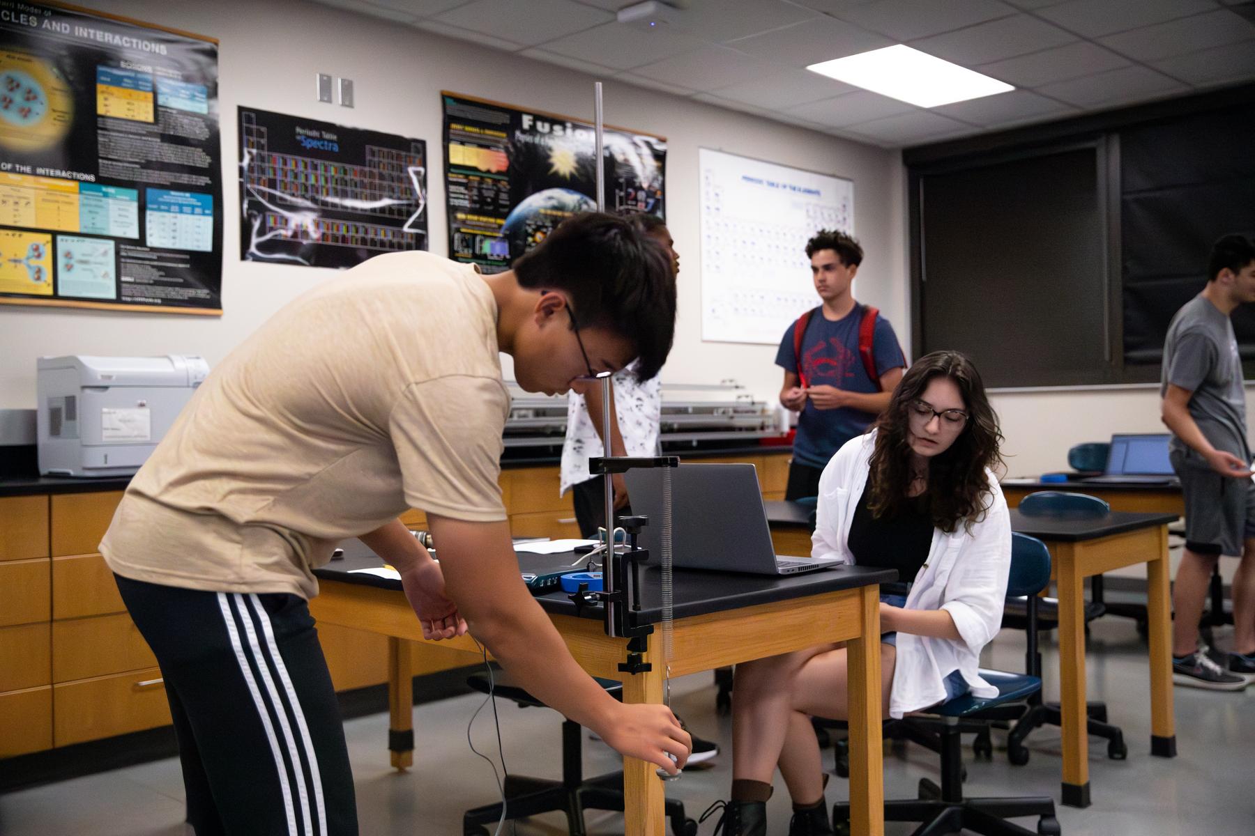 High school students conduct a lab test at APSU's Governor's School for Computational Physics.