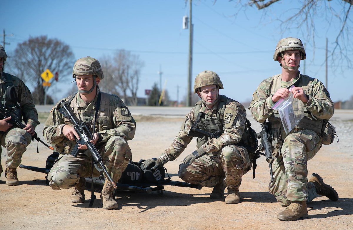 Austin Peay State University ROTC cadets train at Fort Campbell, Kentucky, recently. The team is preparing for a second straight trip to the international Sandhurst military skills competition April 18-19 at the United States Military Academy at West Point.