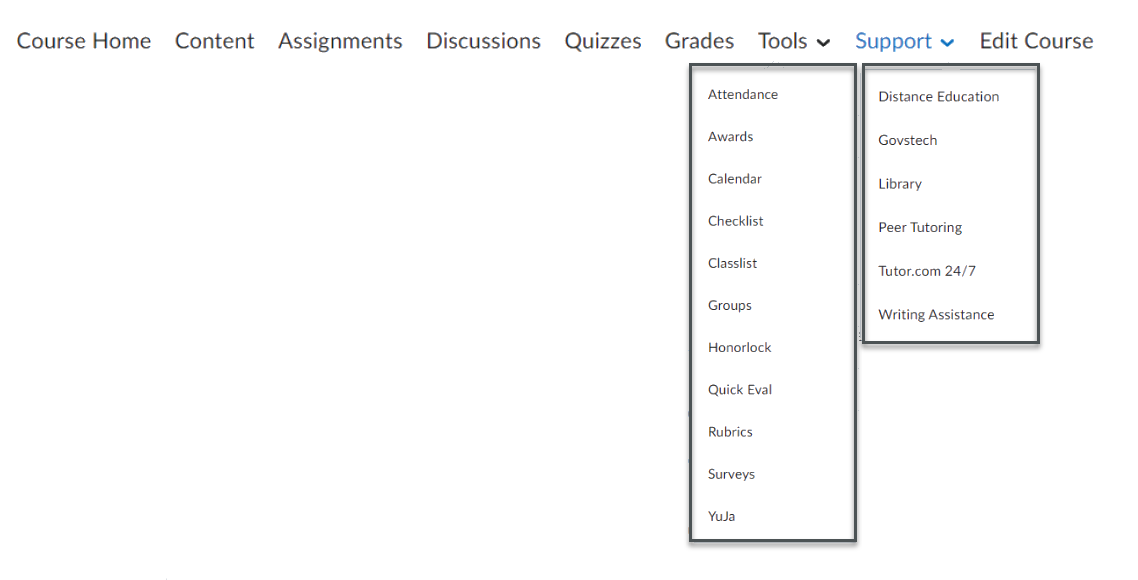 image of new D2L navbar