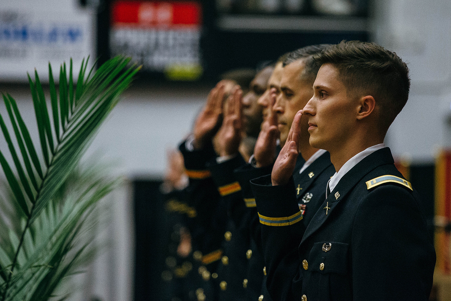 ROTC students being comissioned into the U.S. Army.