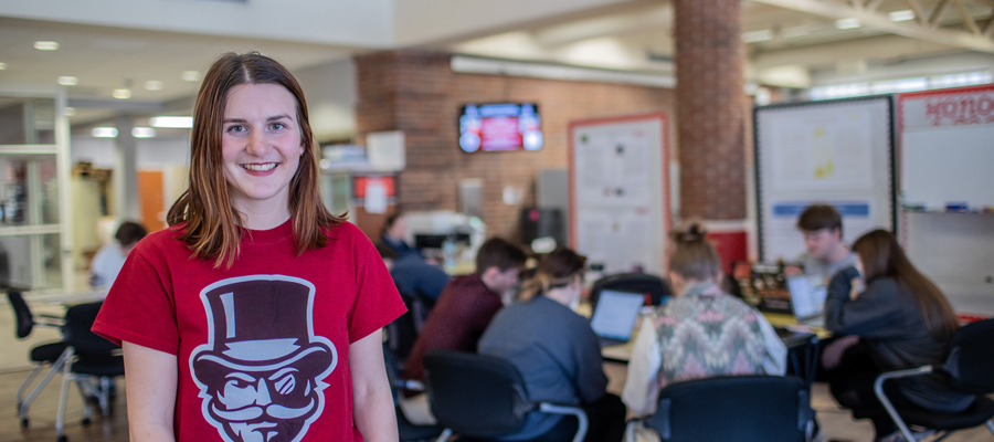 Rebekah White poses in Honors Commons
