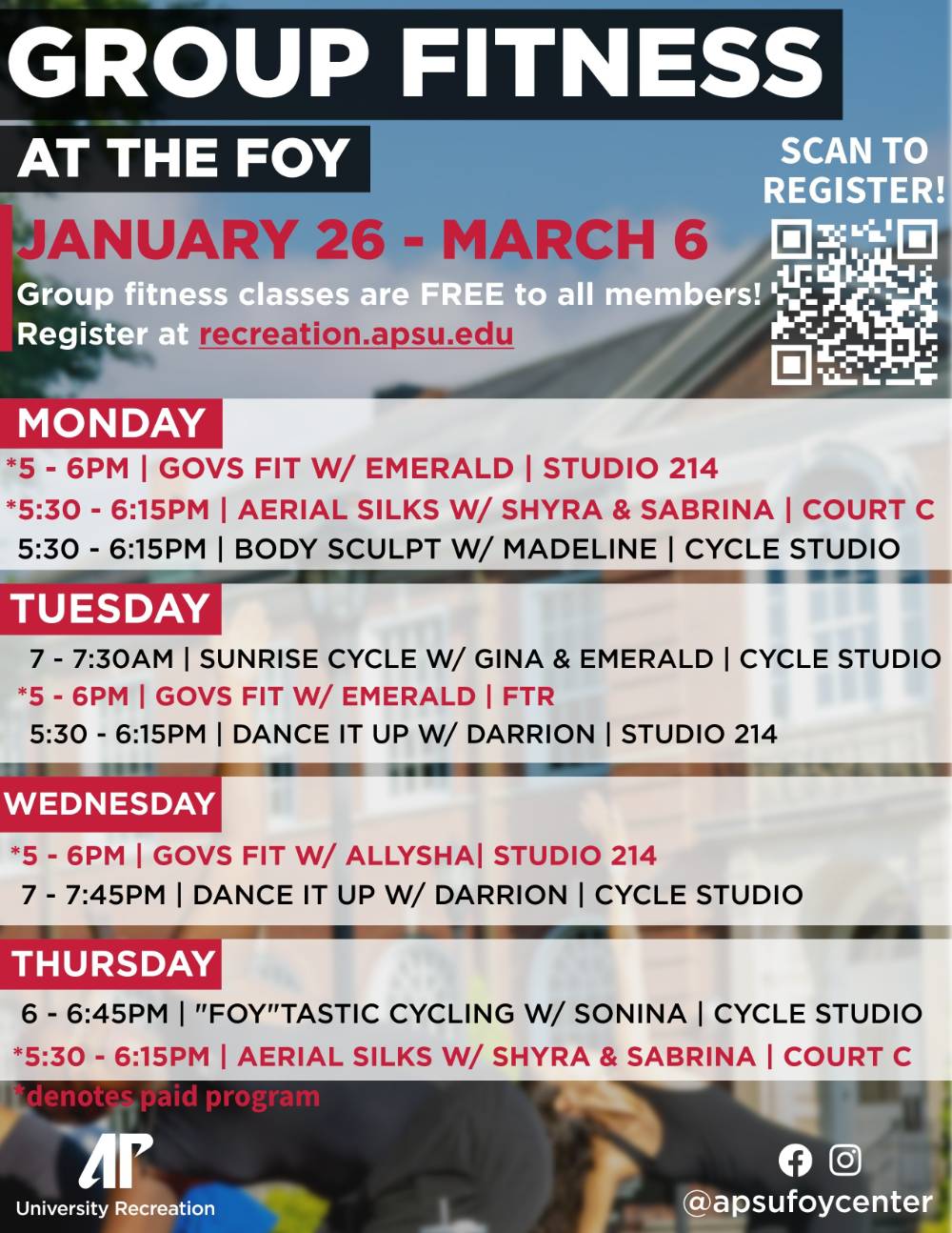 Spring Fitness Schedule pt 1