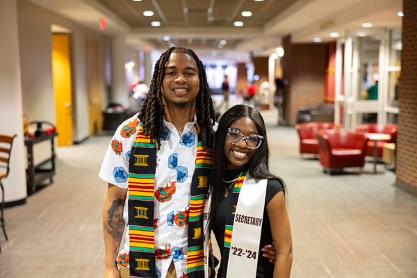 Graduating students with their stoles