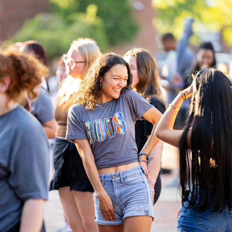 Students celebrating Hispanic Heritage Month in the UC Plaza.